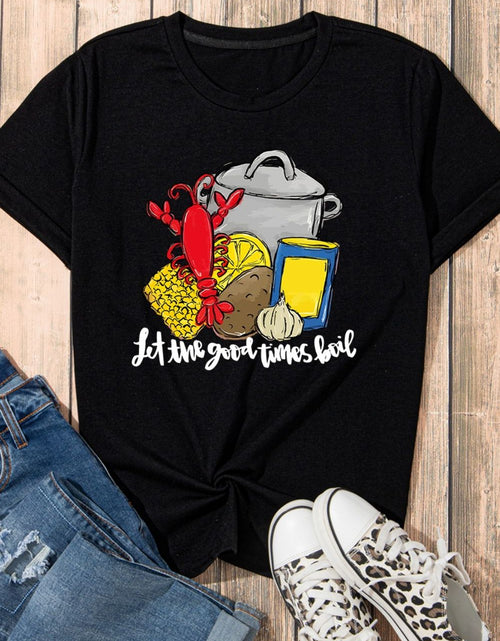 Load image into Gallery viewer, Graphic Round Neck Short Sleeve T-Shirt
