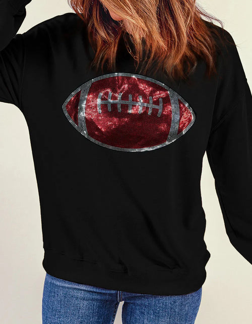 Load image into Gallery viewer, Sequin Football Long Sleeve Sweatshirt
