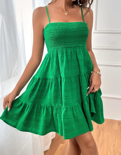 Load image into Gallery viewer, Smocked Tiered Sleeveless Mini Dress
