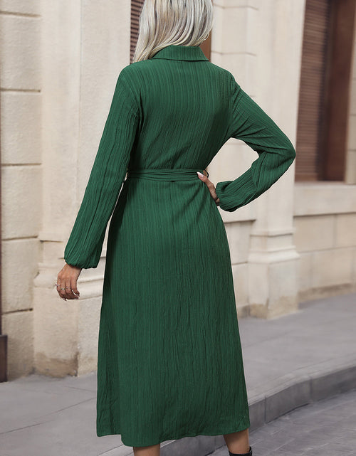 Load image into Gallery viewer, Perfee Texture Tied Collared Neck Button Front Dress
