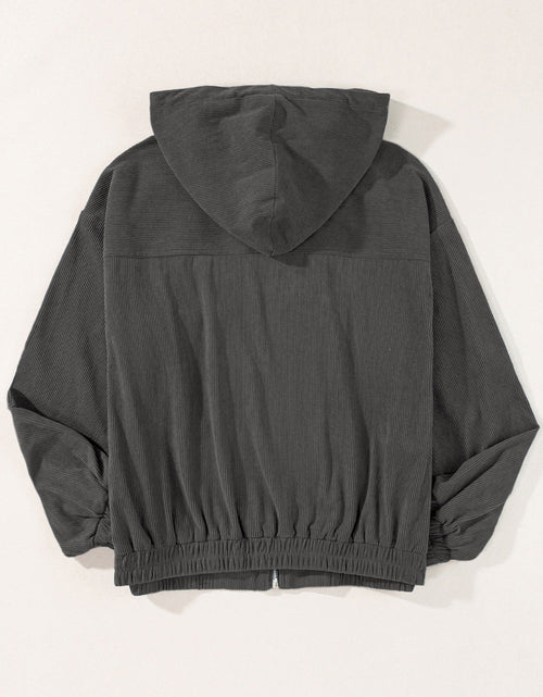 Load image into Gallery viewer, Drawstring Zip Up Long Sleeve Hooded Jacket
