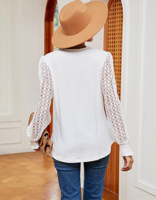 Load image into Gallery viewer, Contrast V-Neck Long Sleeve Blouse
