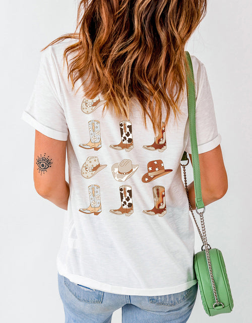 Load image into Gallery viewer, Round Neck Short Sleeve Cowboy Theme T-Shirt

