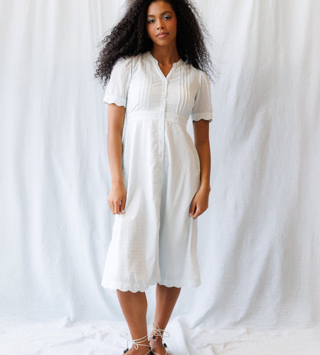 Swiss Dot Scallop Dress
