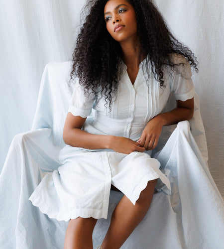 Swiss Dot Scallop Dress