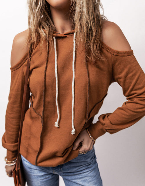 Load image into Gallery viewer, Cold Shoulder Long Sleeve Hoodie
