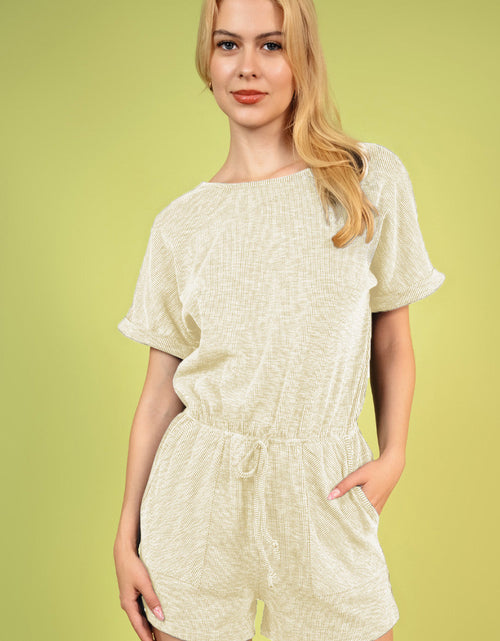 Load image into Gallery viewer, Round Neck Short Sleeve Romper with Pockets
