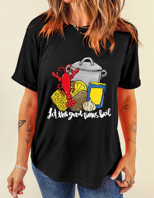Load image into Gallery viewer, Graphic Round Neck Short Sleeve T-Shirt
