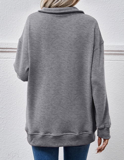 Load image into Gallery viewer, Collared Neck Dropped Shoulder Sweatshirt
