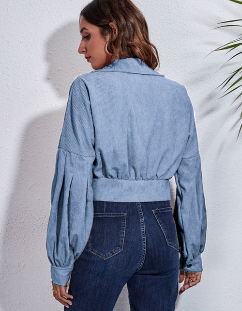 Load image into Gallery viewer, Button Down Collared Neck Cropped Jacket
