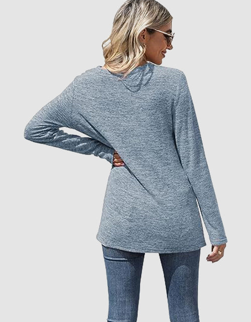Load image into Gallery viewer, Lace Detail V-Neck Long Sleeve T-Shirt
