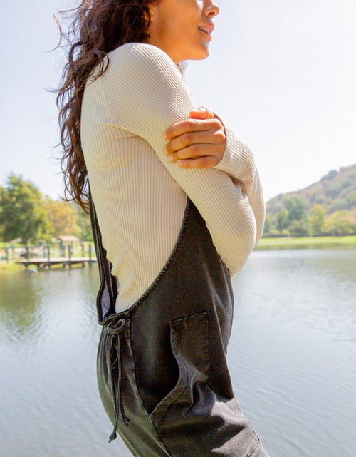 Load image into Gallery viewer, Mono B Drawstring Waist Spaghetti Strap Overalls with Pockets
