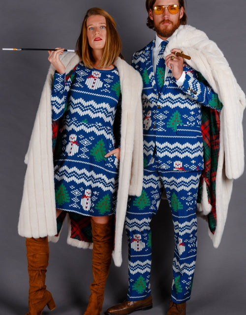 Load image into Gallery viewer, The Eggnog Aficionado | Snowman Print Christmas Skater Dress by Shinesty
