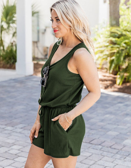 Load image into Gallery viewer, Scoop Neck Wide Strap Romper with Pockets
