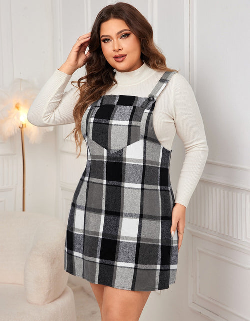 Load image into Gallery viewer, Honey Plus Size Plaid Wide Strap Overall Dress
