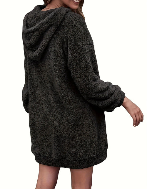 Load image into Gallery viewer, Half Zip Dropped Shoulder Oversized Hoodie
