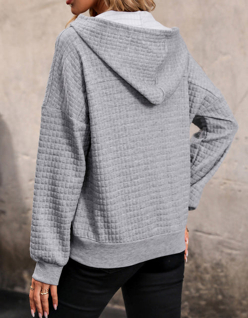 Load image into Gallery viewer, Perfee Waffle-Knit Half Button Hoodie
