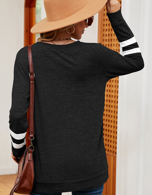 Load image into Gallery viewer, Striped V-Neck Long Sleeve T-Shirt
