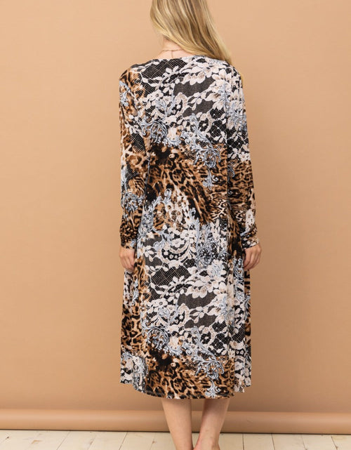 Load image into Gallery viewer, And The Why Leopard Kimono Open Front Longline Cardigan
