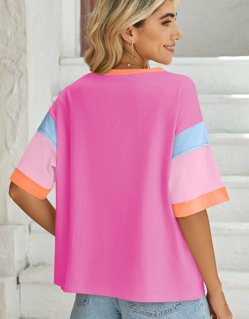 Load image into Gallery viewer, Lovelet Color Block Round Neck Half Sleeve T-Shirt
