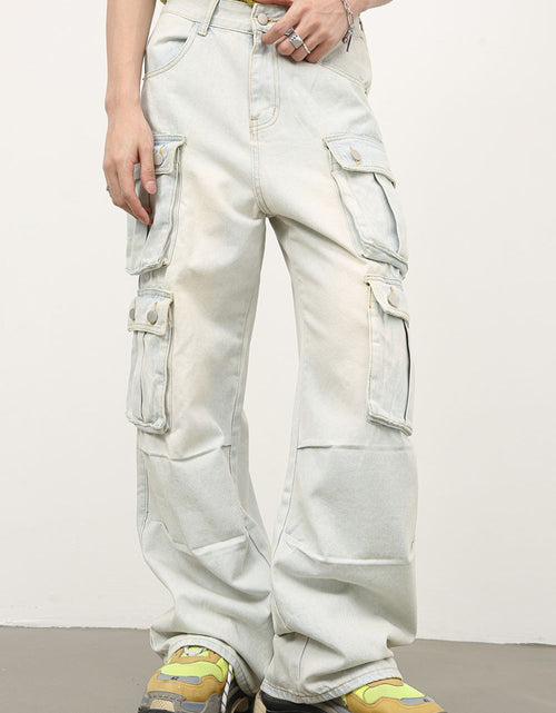 Load image into Gallery viewer, Men's Mid Rise Jeans with Cargo Pockets
