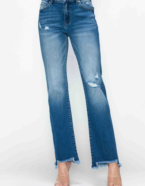 Load image into Gallery viewer, bytos Full Size Raw Hem Distressed Mid Rise Straight Jeans
