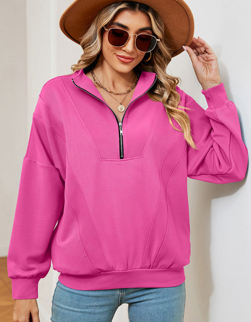 Load image into Gallery viewer, Half Zip Dropped Shoulder Sweatshirt
