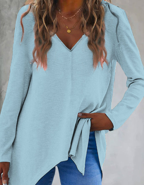 Load image into Gallery viewer, Full Size V-Neck Long Sleeve T-Shirt
