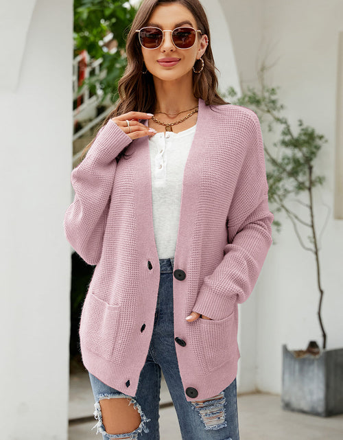 Load image into Gallery viewer, Button Up Drop Shoulder Long Sleeve Cardigan
