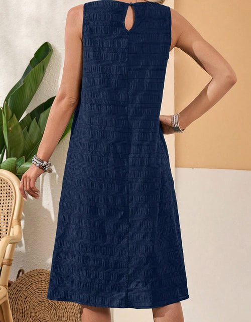 Load image into Gallery viewer, Ruffled Textured Round Neck Sleeveless Dress

