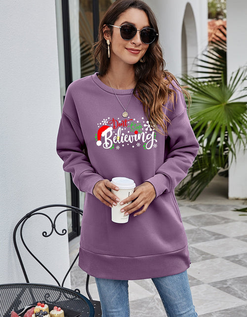 Load image into Gallery viewer, DON'T STOP BELIEVING Graphic Drop Shoulder Sweatshirt
