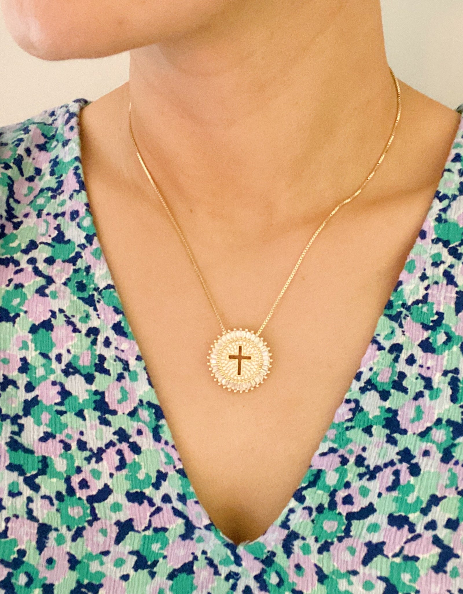 Shine Circle Cross Necklace by Ellisonyoung.com
