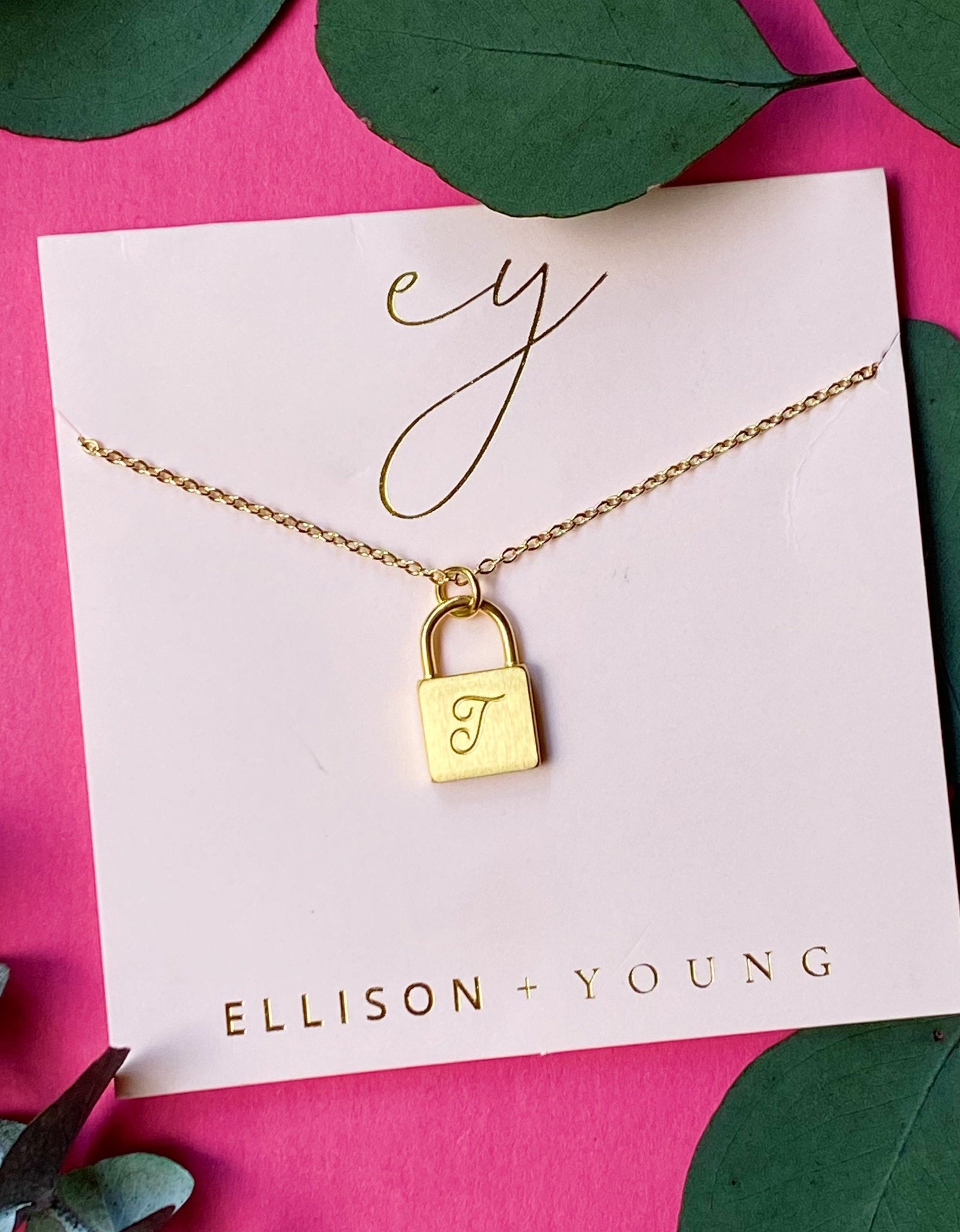 Scripted Notes Locket Initial Necklace by Ellisonyoung.com