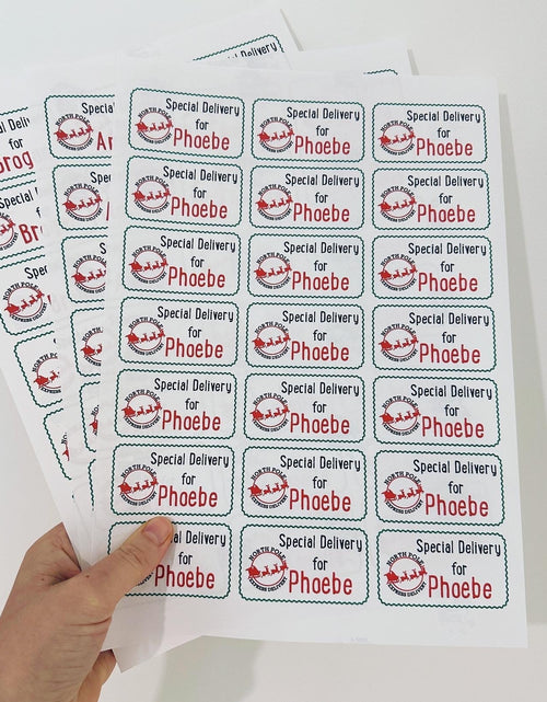 Load image into Gallery viewer, Sheet Of 21 Personalised Name North Pole Express Delivery Christmas Present Stickers Gift Labels Christmas stickers by WinsterCreations™ Official Store
