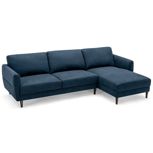 Load image into Gallery viewer, L-Shaped Fabric Sectional Sofa with Chaise Lounge and Solid Wood Legs-Navy
