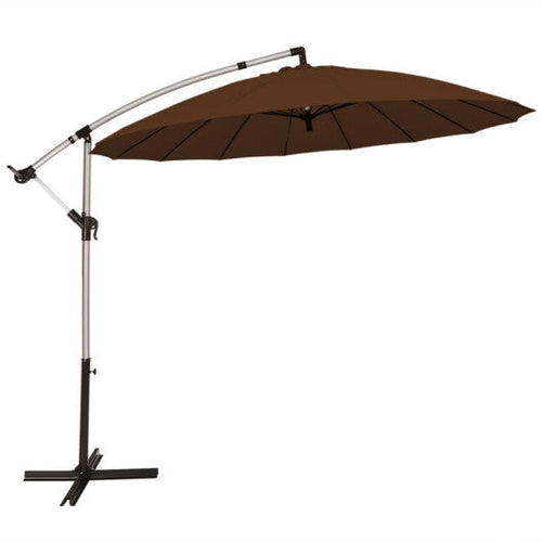 Load image into Gallery viewer, 10 Feet Patio Offset Umbrella Market Hanging Umbrella for Backyard Poolside Lawn Garden-Tan
