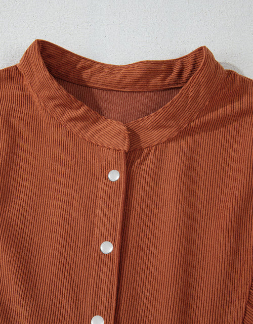 Load image into Gallery viewer, Corduroy Quarter Snap Three-Quarter Sleeve Dress

