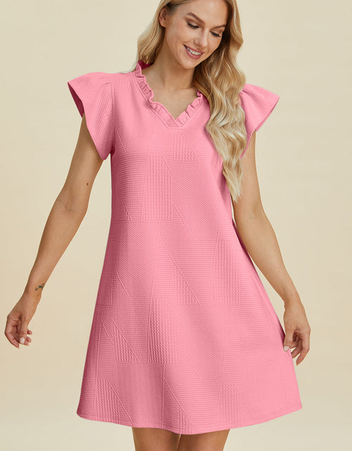 Load image into Gallery viewer, Double Take Full Size Ruffled V-Neck Cap Sleeve Dress
