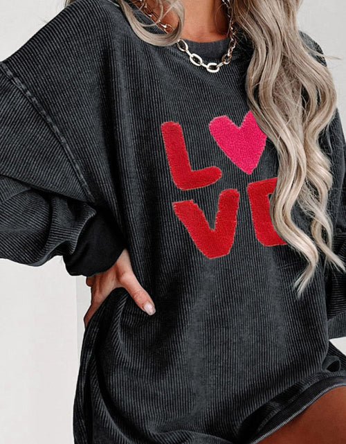 Load image into Gallery viewer, Valentine’s Day LOVE Round Neck Long Sleeve Sweatshirt

