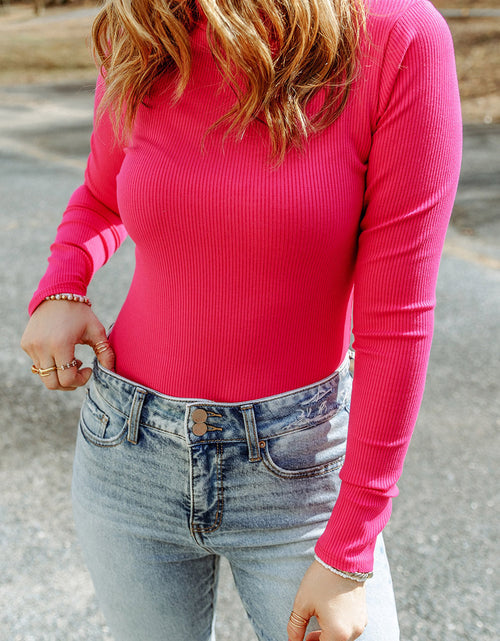 Load image into Gallery viewer, High Neck Long Sleeve Ribbed Top

