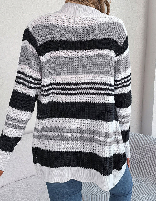Load image into Gallery viewer, Striped Open Front Long Sleeve Cardigan
