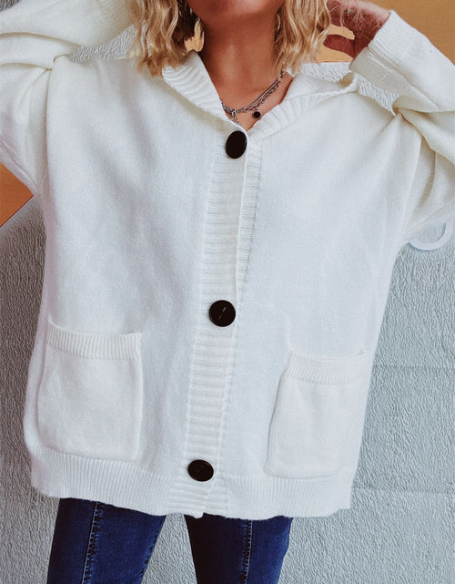Load image into Gallery viewer, Dropped Shoulder Long Sleeve Hooded Cardigan
