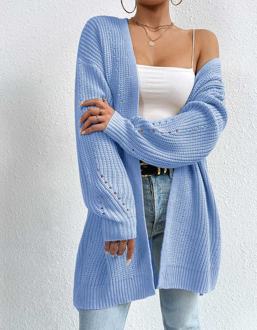 Load image into Gallery viewer, Open Front Dropped Shoulder Slit Cardigan
