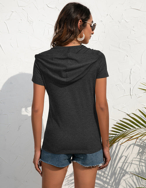 Load image into Gallery viewer, Ivy Lane Half-Zip Short Sleeve Hooded Top
