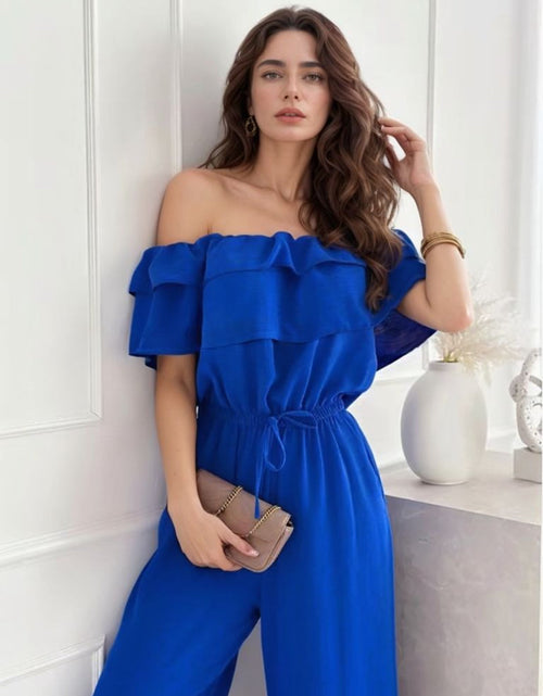 Load image into Gallery viewer, Ruffled Off-Shoulder Wide Leg Jumpsuit

