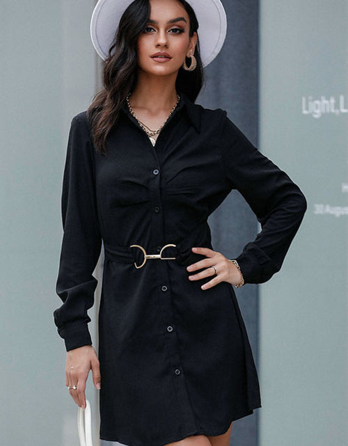 Load image into Gallery viewer, Perfee Belted Mini Shirt Dress
