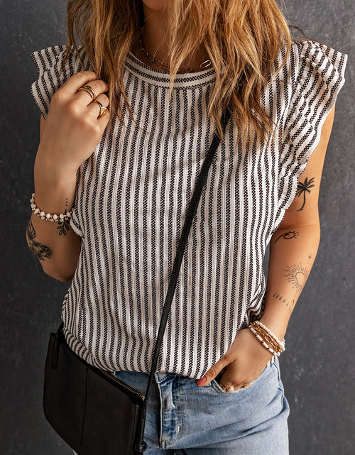 Load image into Gallery viewer, Striped Flutter Sleeve Tank
