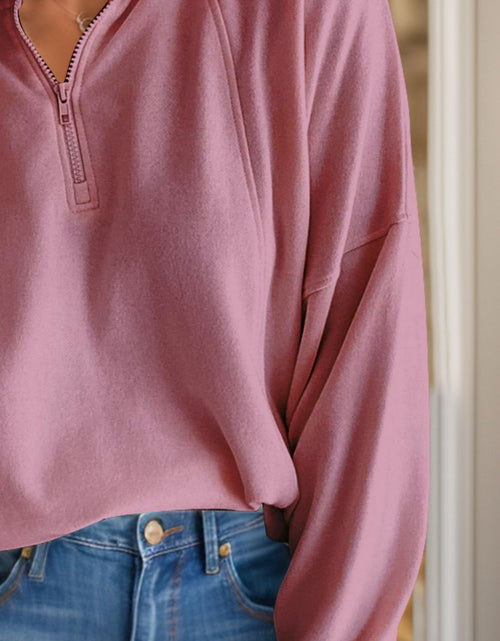 Load image into Gallery viewer, Half Zip Long Sleeve Sweatshirt
