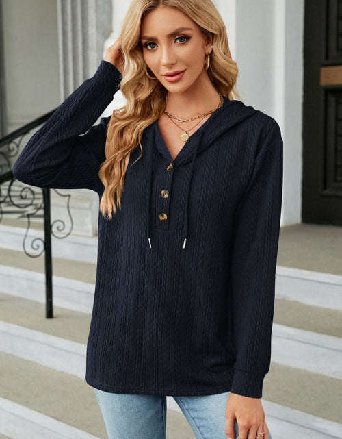 Load image into Gallery viewer, Cable-Knit Long Sleeve Hoodie
