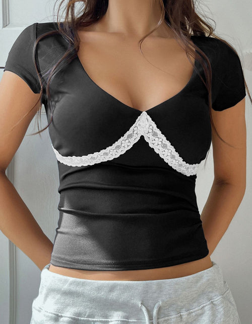 Load image into Gallery viewer, Devine Lace Detail Short Sleeve T-Shirt
